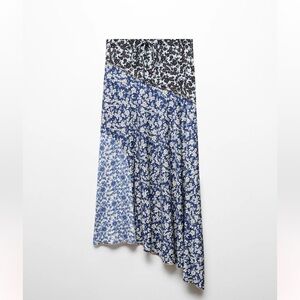 Mango asymmetric skirt with contrast stitching